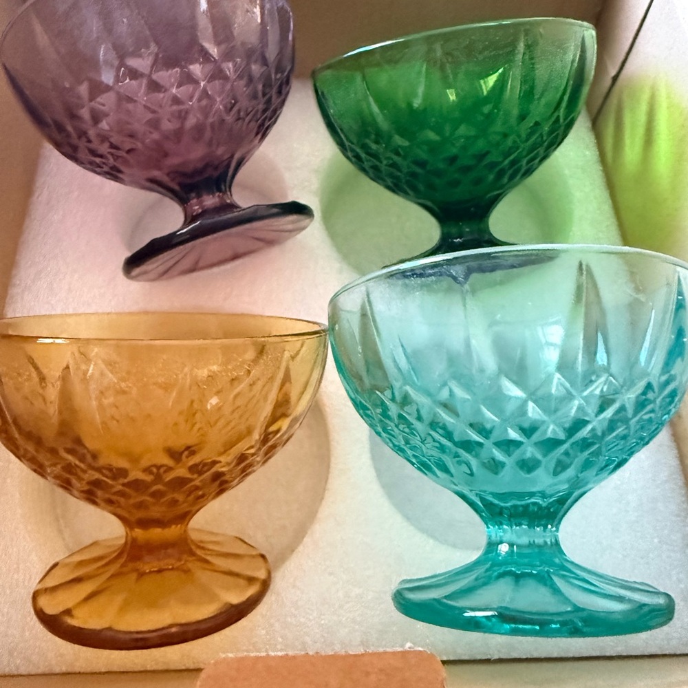 Set of Colorful Glass Dessert Bowls
